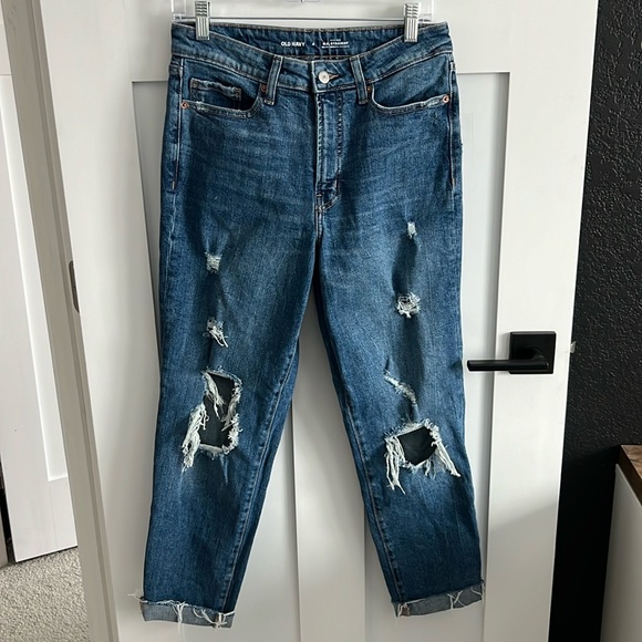 Old Navy Denim - Old Navy Women’s Distressed High Rise Straight Jeans